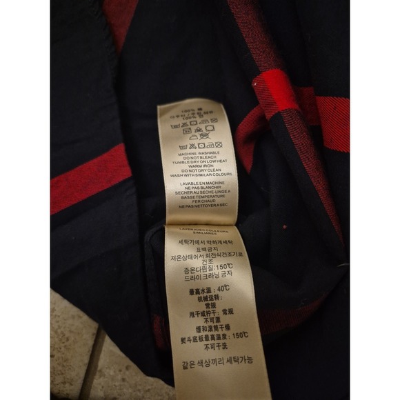 Burberry London England Men's Check Cotton Shirt Long Sleeves Black Red Gray - Picture 8 of 13